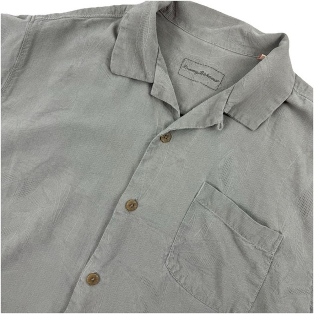 TOMMY BAHAMA Mens‎ 100% Silk Short Sleeve Shirt Sage/Green Tropical -  SIZE L